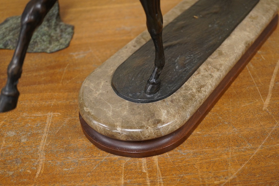 James Osbourne (1940-1992), bronze, Trotting horse, signed and limited edition 26/30, 55cm wide. Condition - good
